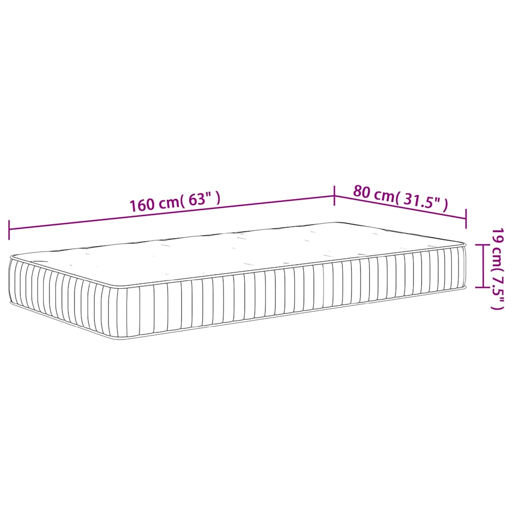 Materasso a Molle Insacchettate per Bambini Medio 80x160 cm | homemem39