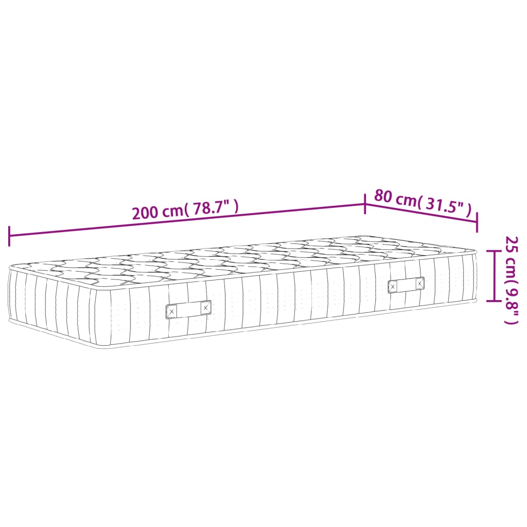 Materasso a Molle Insacchettate Medio Rigido 80x200 cm | homemem39