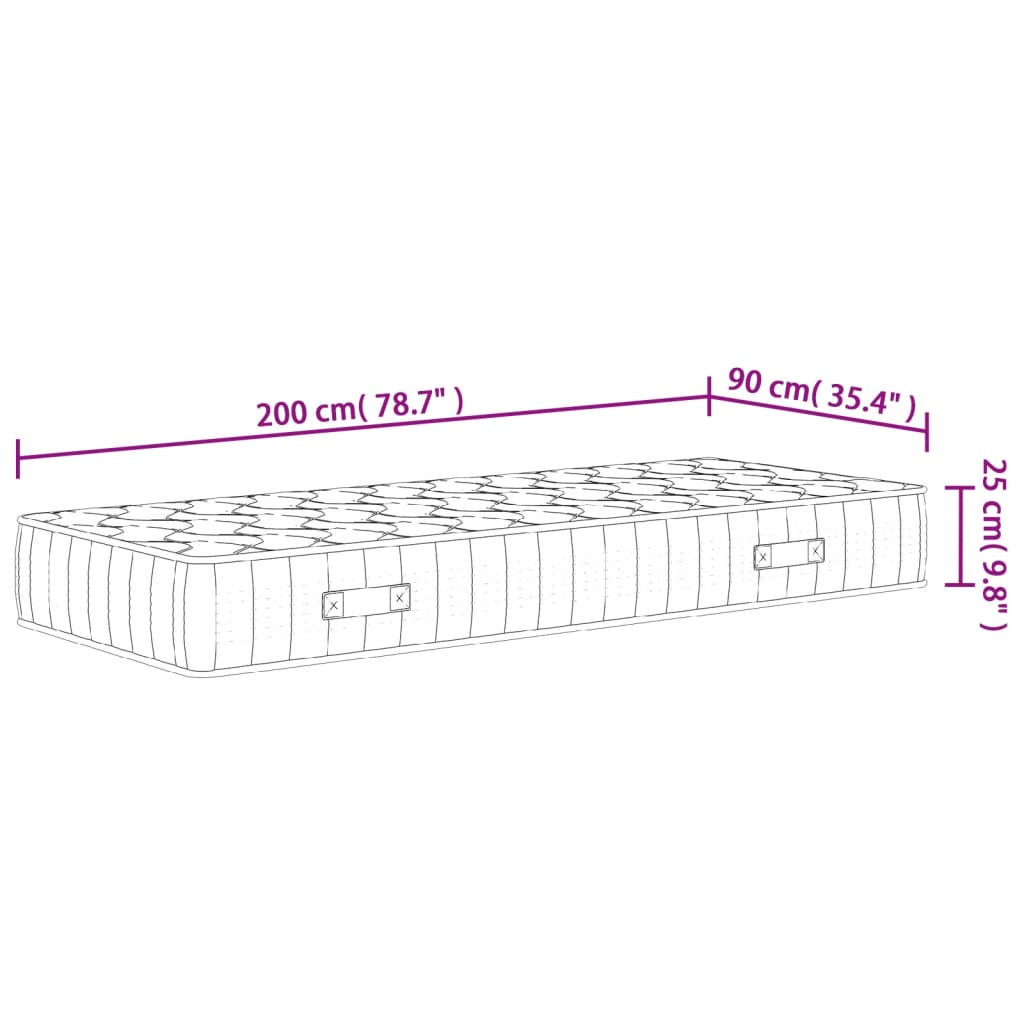 Materasso a Molle Insacchettate Medio Rigido 90x200 cm | homemem39