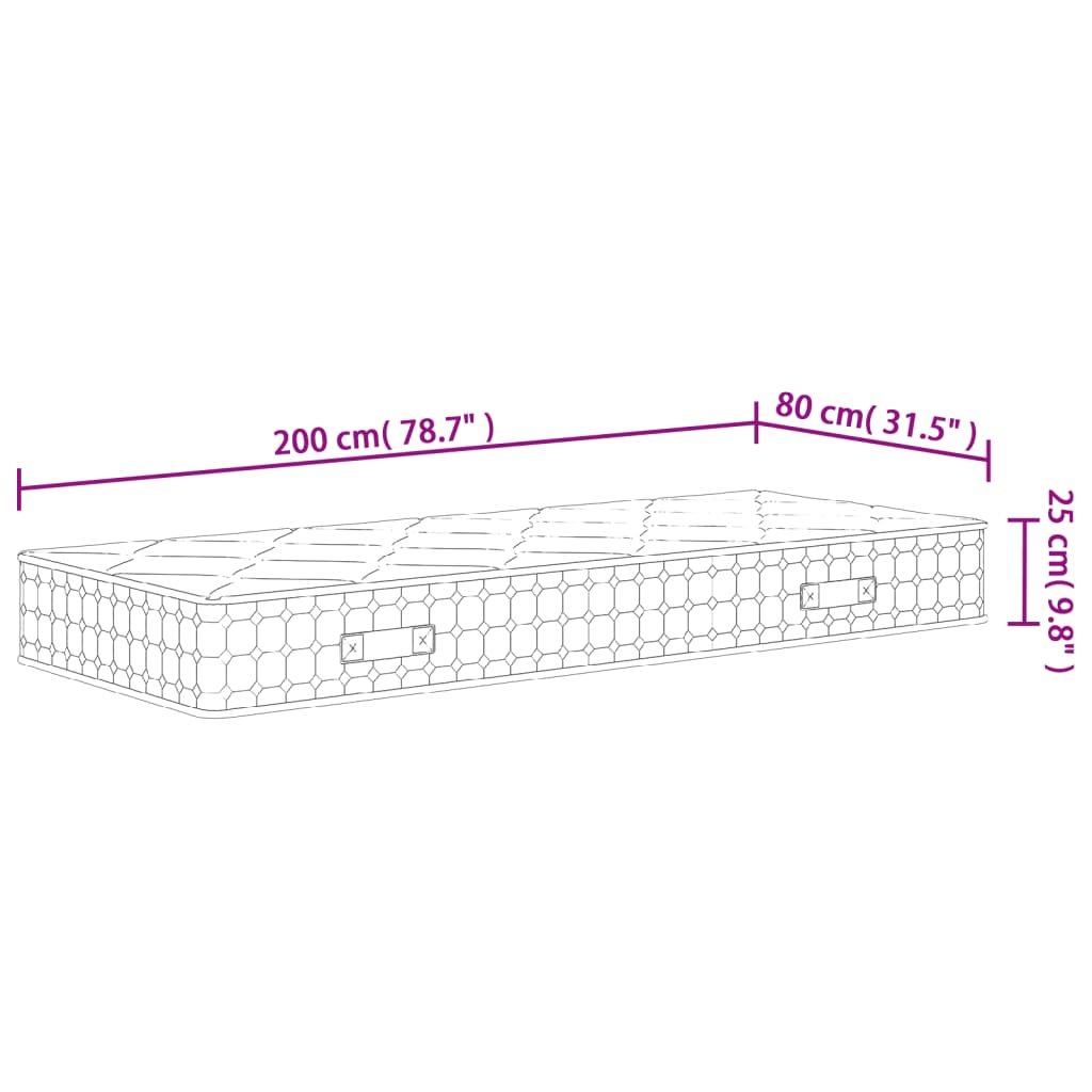 Materasso a Molle Insacchettate Medio Rigido 80x200 cm | homemem39