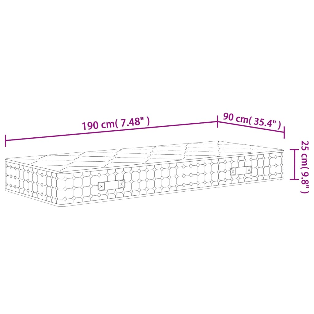 Materasso Molle Insacchettate Medio Rigido 90x190cm Single Size | homemem39