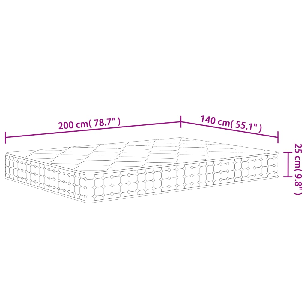 Materasso a Molle Insacchettate Medio Rigido 140x200 cm | homemem39