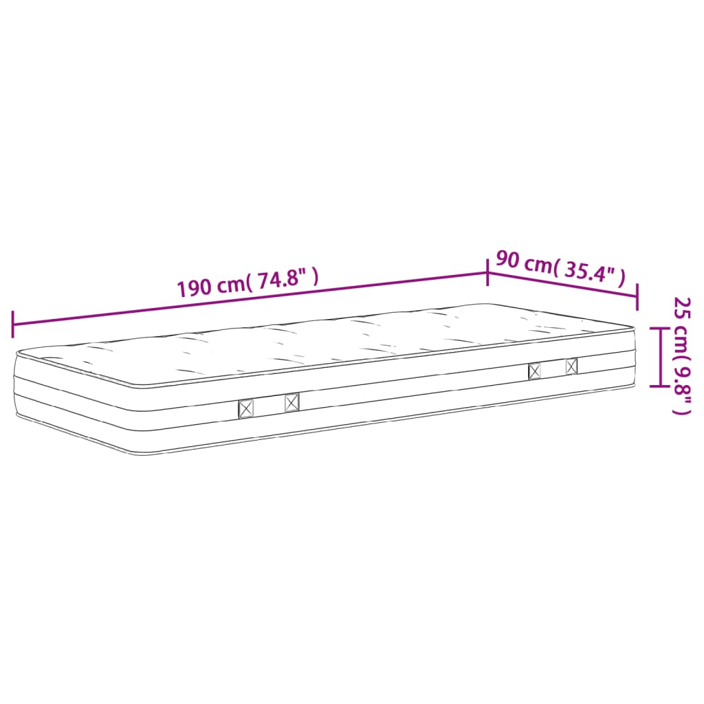 Materasso Molle Insacchettate Medio Rigido 90x190cm Single Size | homemem39