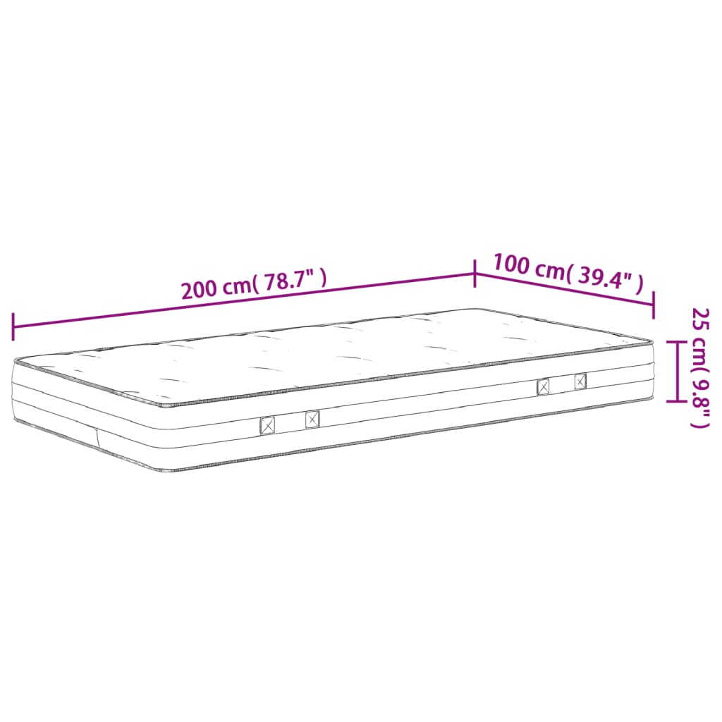 Materasso a Molle Insacchettate Medio Rigido 100x200 cm | homemem39