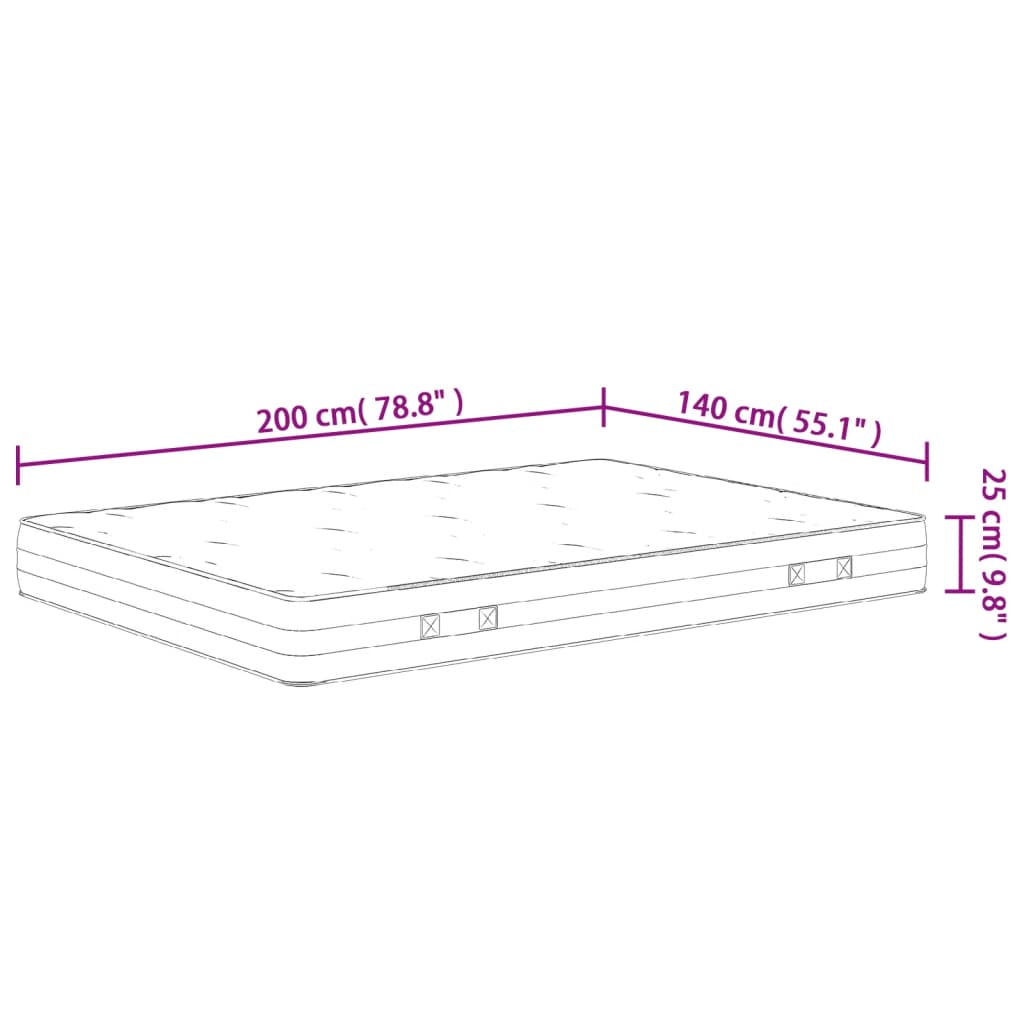 Materasso a Molle Insacchettate Medio Rigido 140x200 cm | homemem39