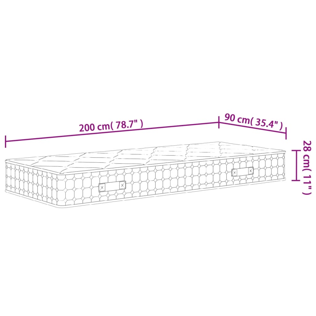 Materasso a Molle Insacchettate Medio 90x200 cm | homemem39