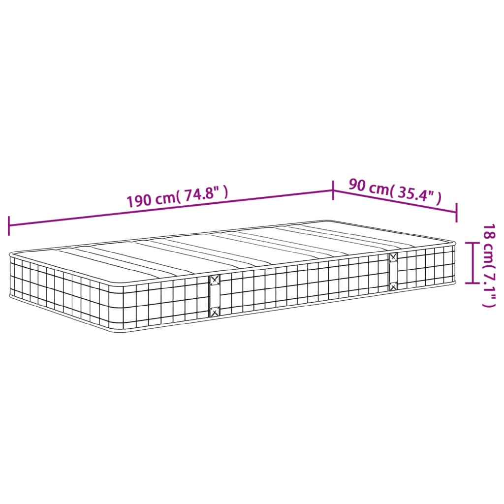 Materasso a Molle Bonnel Medio 90x190 cm Single Size | homemem39