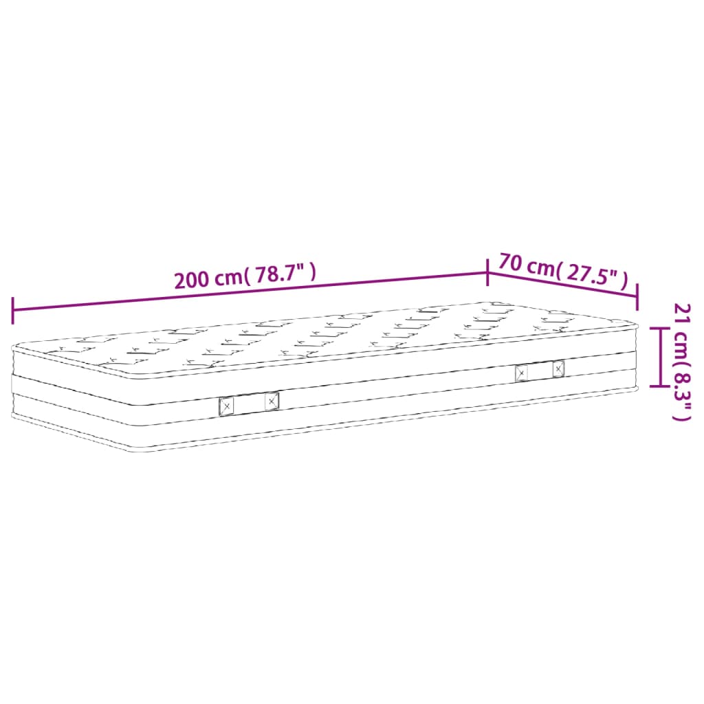 Materasso a Molle Bonnel Medio 70x200 cm
