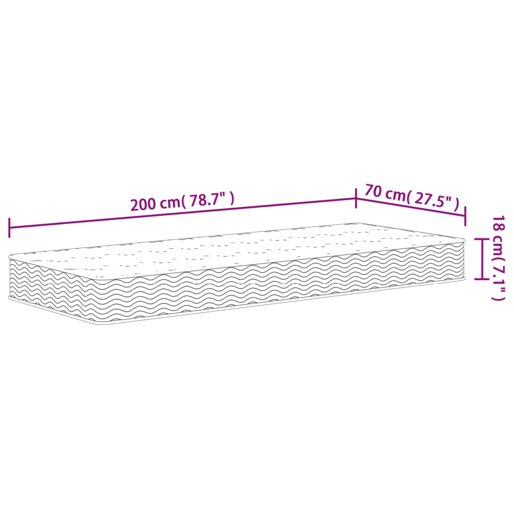 Materasso a Molle Bonnel Medio 70x200 cm | homemem39