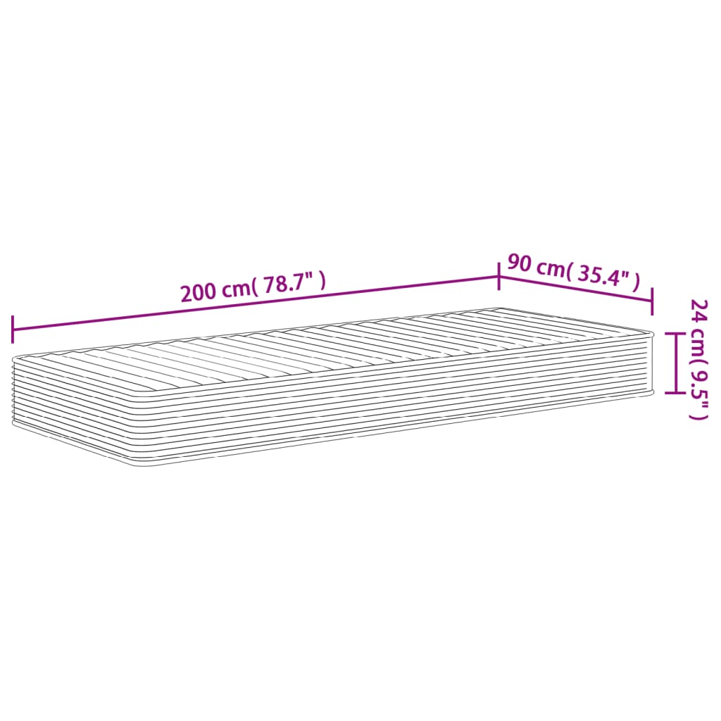 Materasso in Schiuma Mediamente Morbido 90x200 cm | homemem39