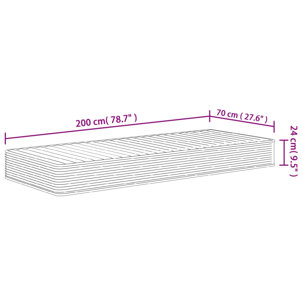 Materasso in Schiuma Mediamente Morbido 70x200 cm