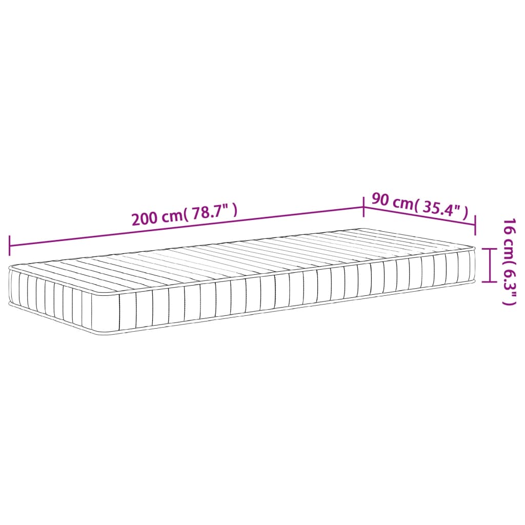 Materasso in Schiuma Mediamente Morbido 90x200 cm | homemem39