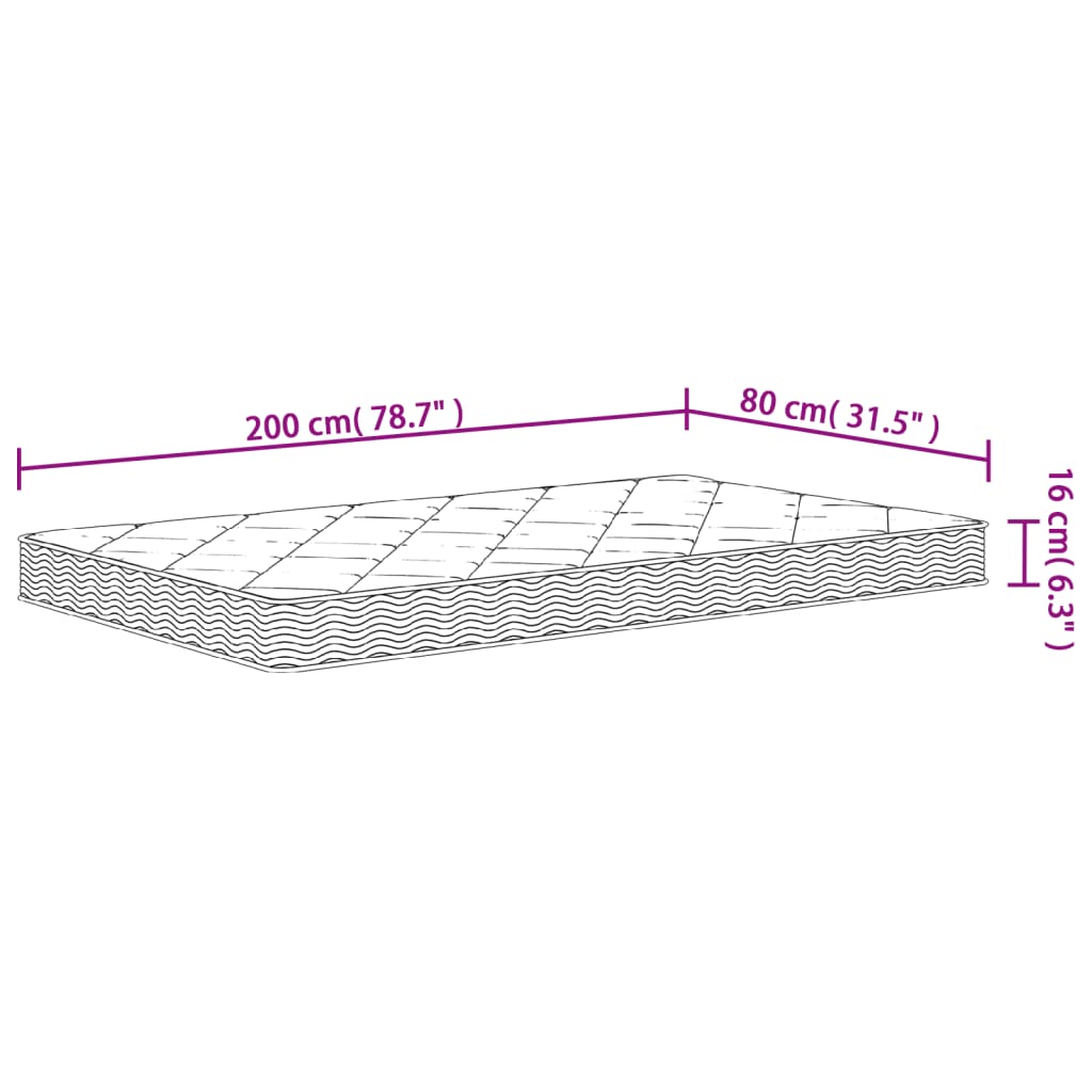 Materasso in Schiuma Mediamente Morbido 80x200 cm | homemem39