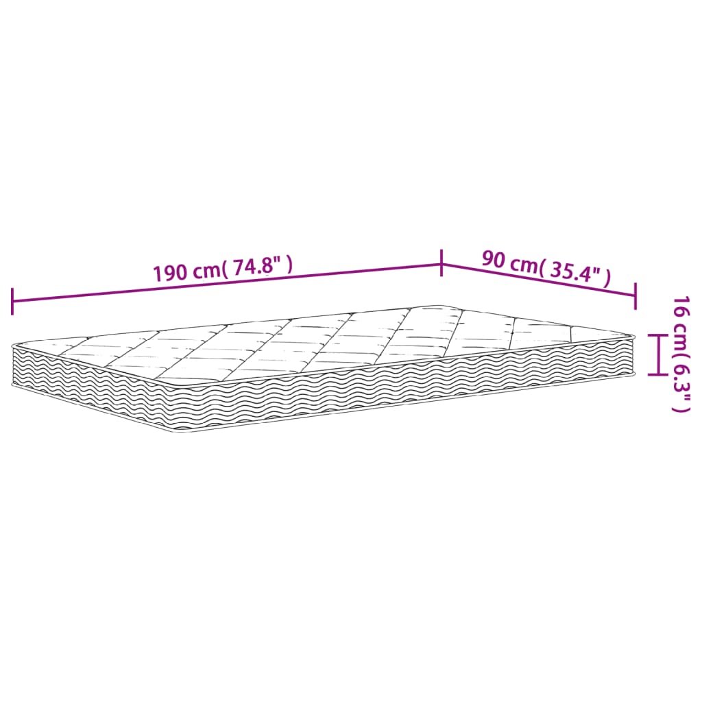 Materasso in Schiuma Mediamente Morbido 90x190cm Single Size | homemem39