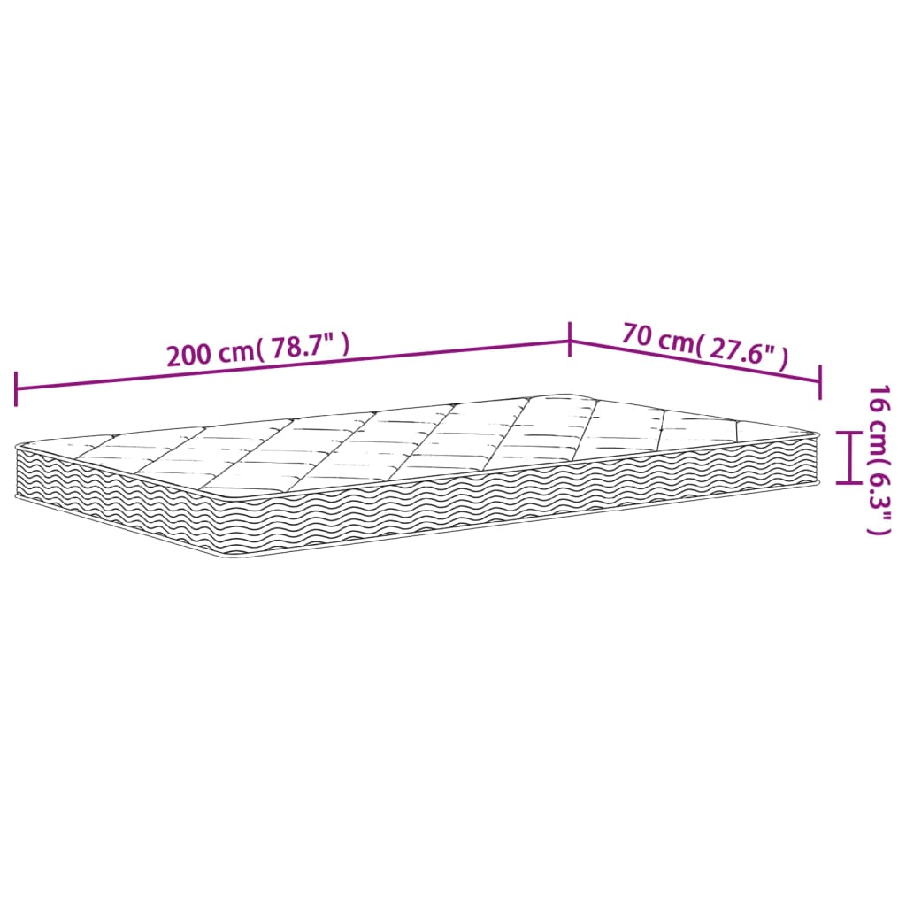 Materasso in Schiuma Mediamente Morbido 70x200 cm | homemem39