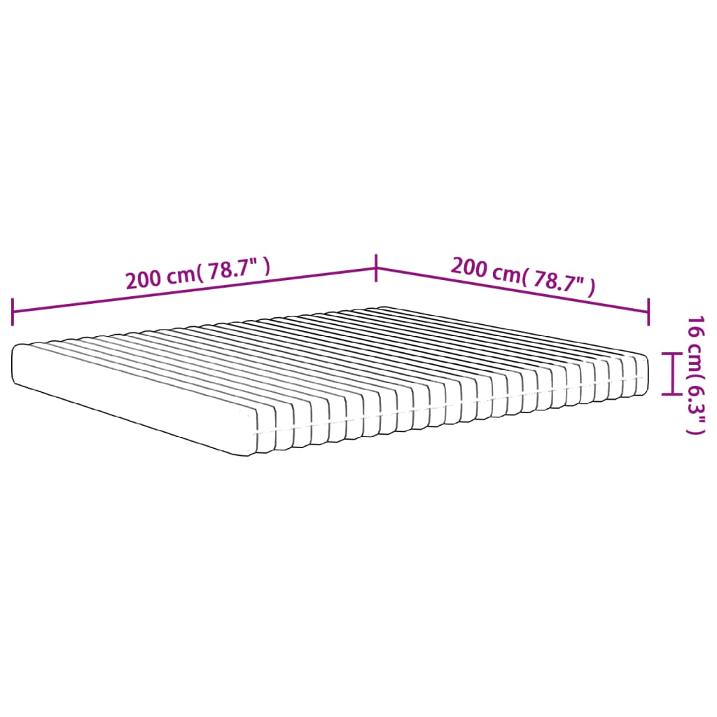 Materasso in Schiuma Mediamente Morbido 200x200 cm | homemem39