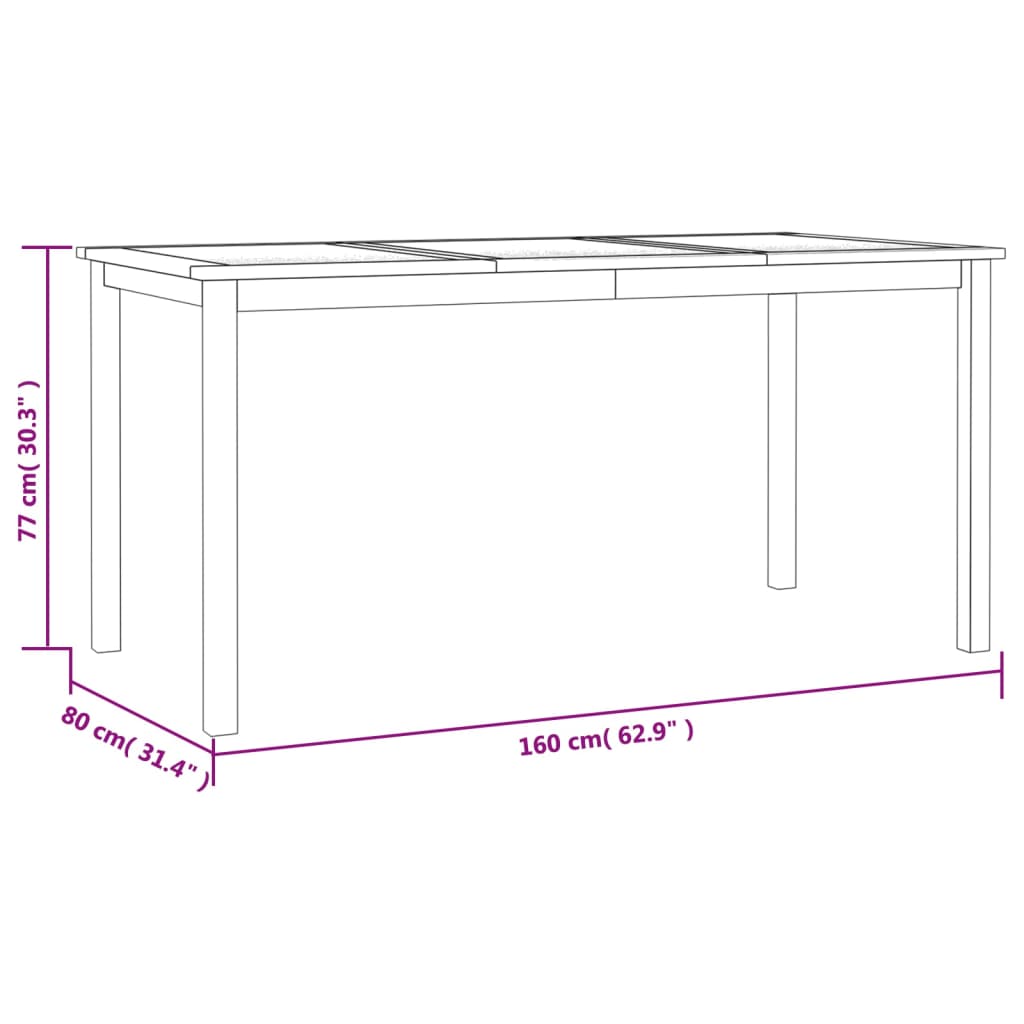 Set da Pranzo per Giardino 5 pz in Legno Massello di Teak | homemem39