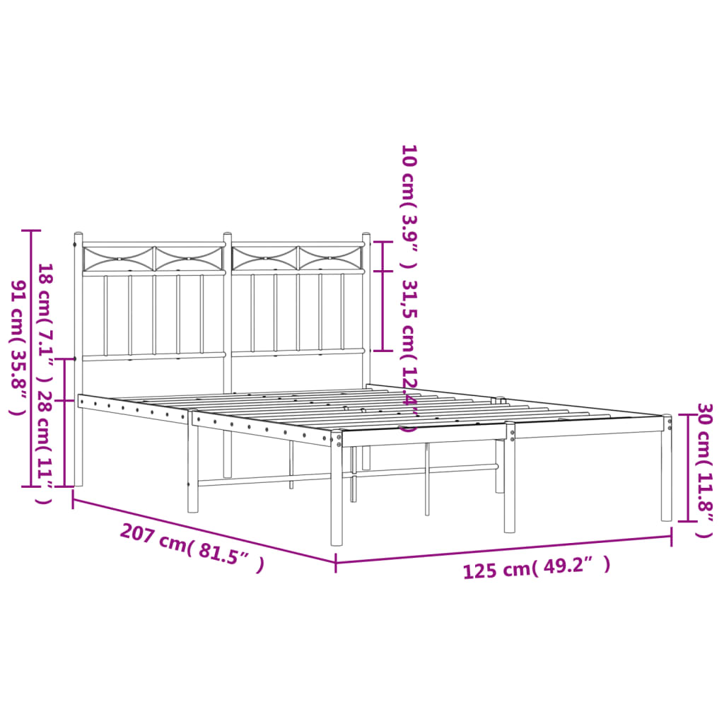 Giroletto con Testiera in Metallo Nero 120x200 cm | homemem39