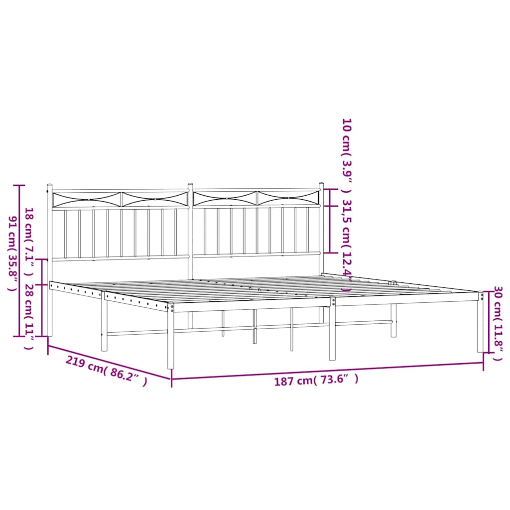 Giroletto con Testiera Metallo Bianco 183x213 cm | homemem39