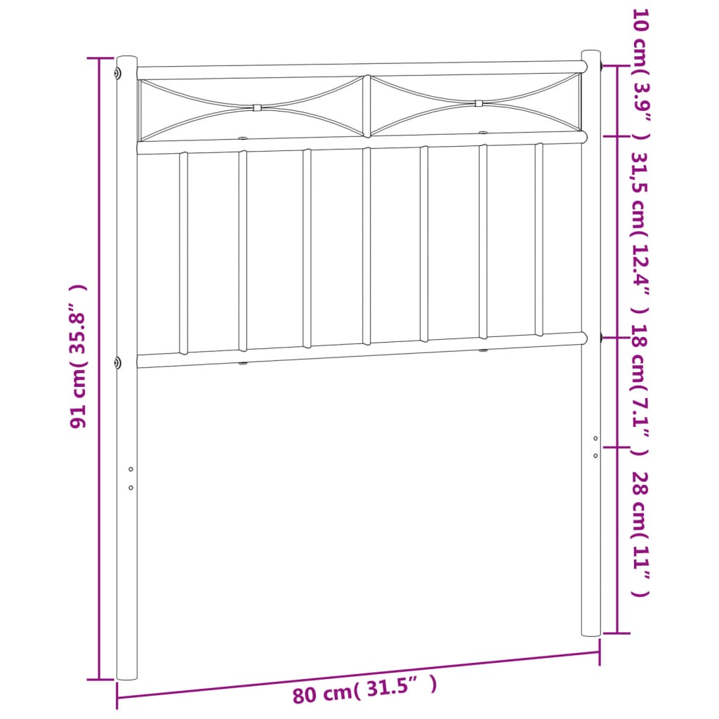 Testiera di Ricambio in Metallo Bianco 75 cm | homemem39