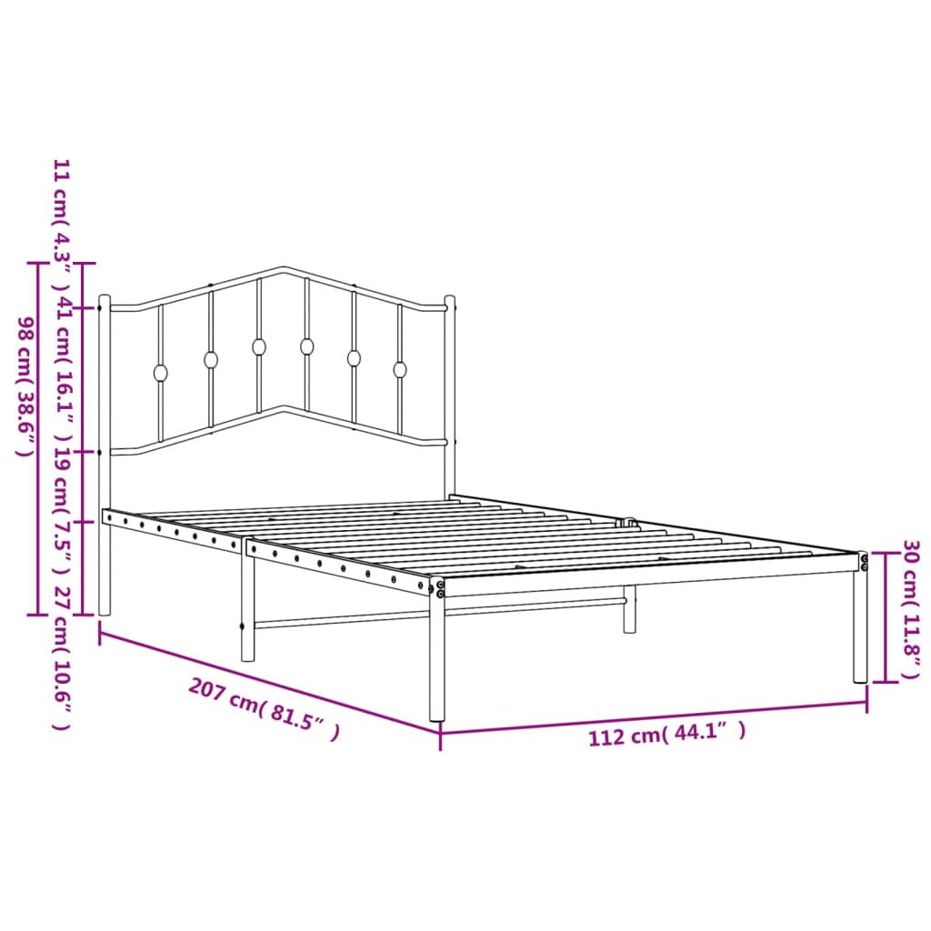 Giroletto con Testiera in Metallo Nero 107x203 cm | homemem39