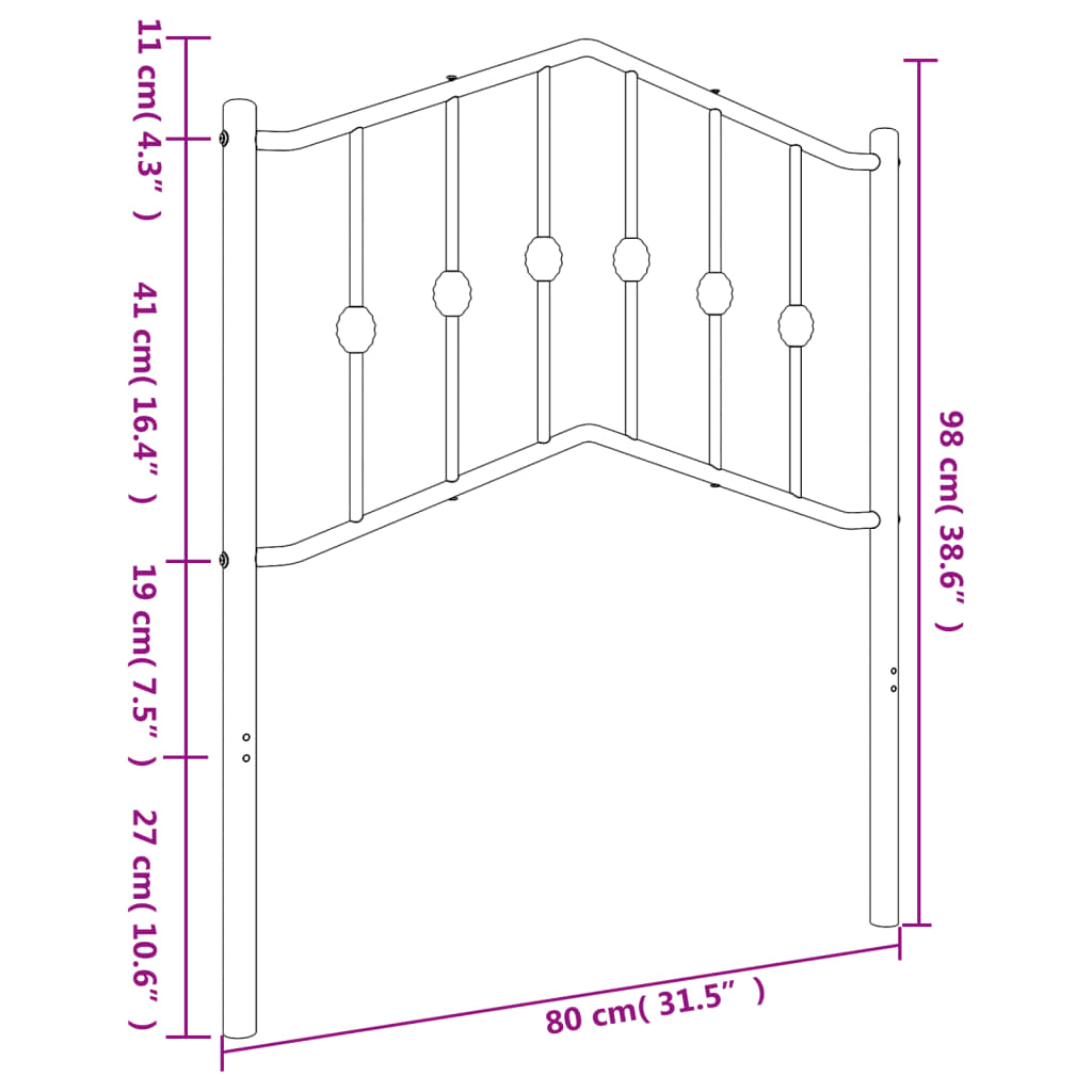 Testiera di Ricambio in Metallo Bianco 75 cm | homemem39