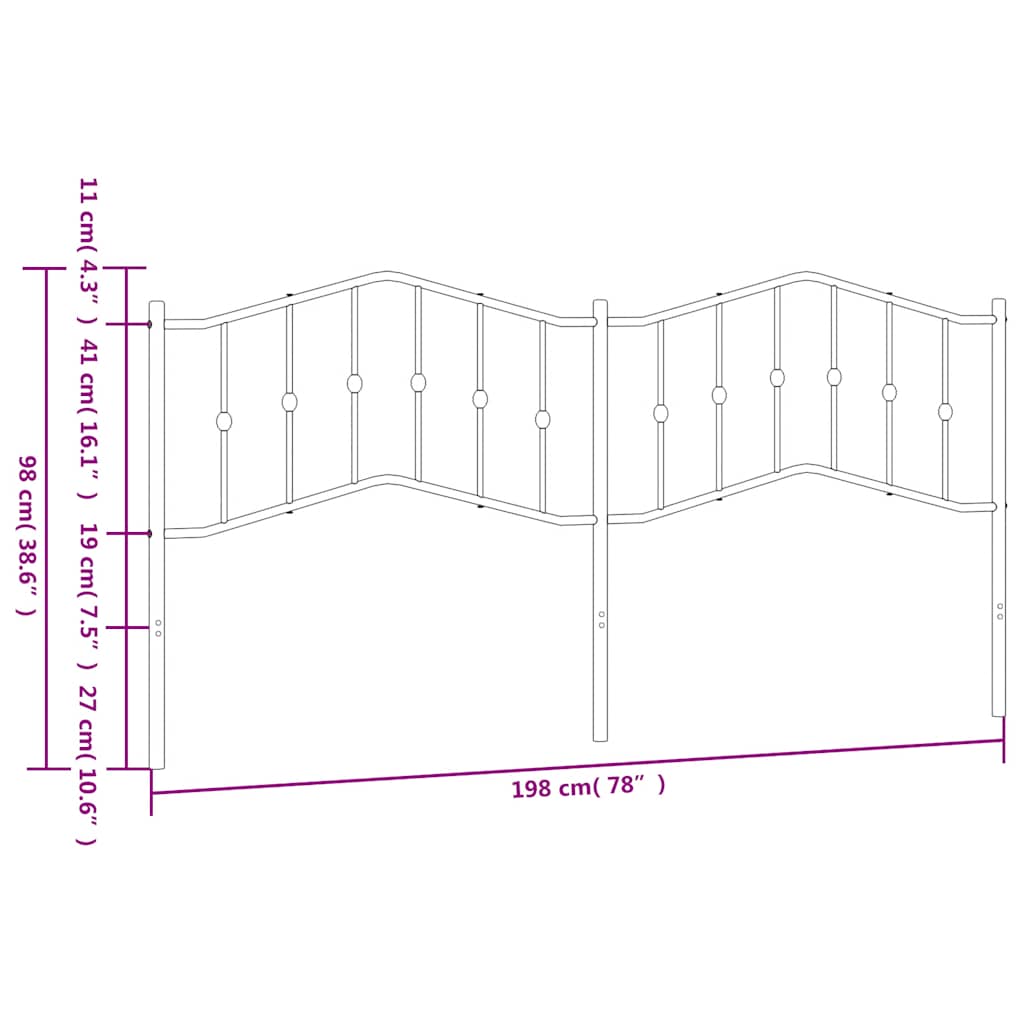 Testiera di Ricambio in Metallo Bianco 193 cm | homemem39
