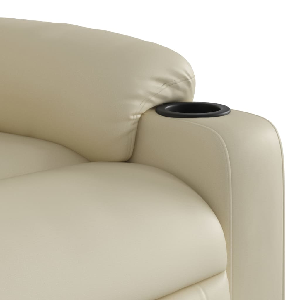 Poltrona Alzapersona Reclinabile Massaggio Crema Similpelle | homemem39