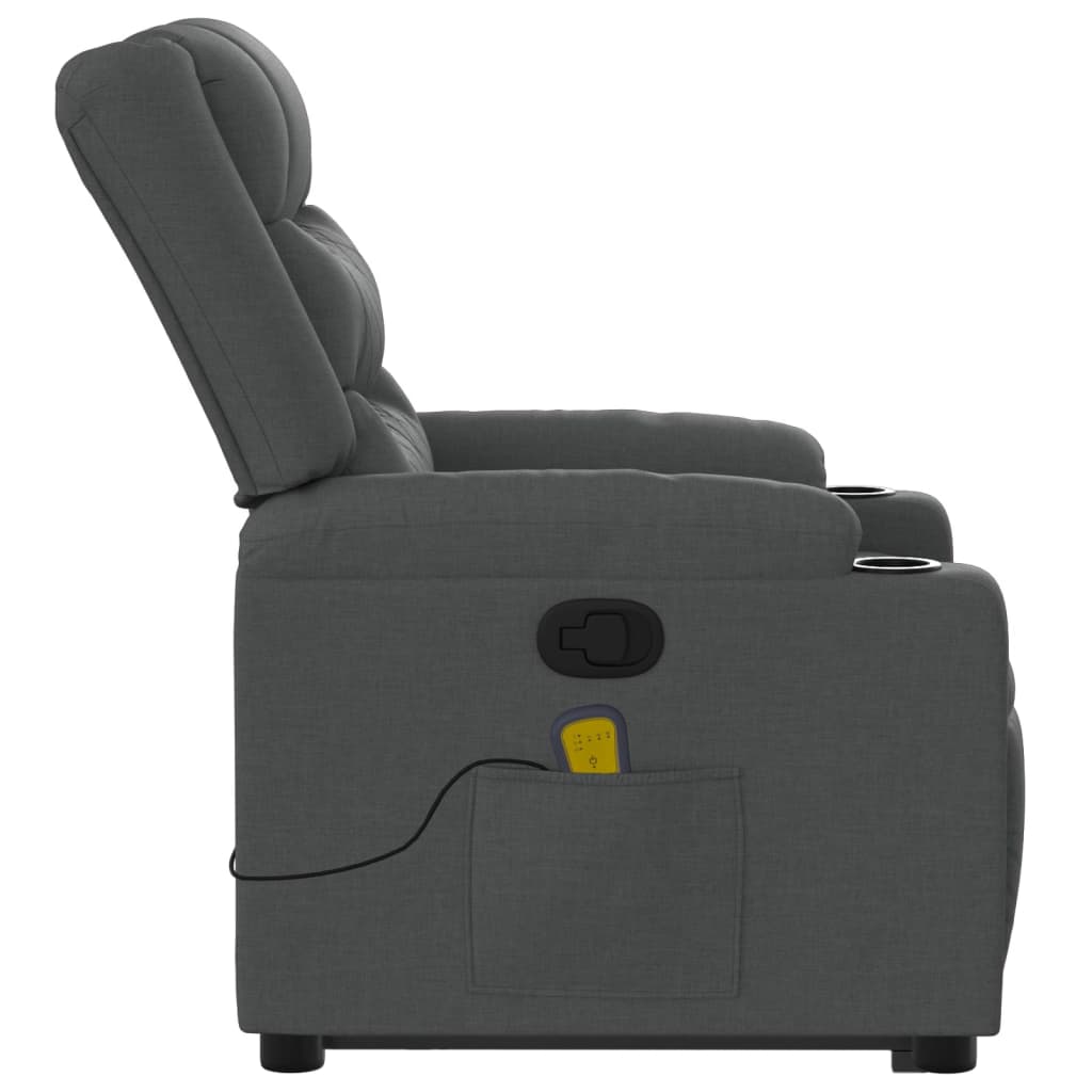 Poltrona Alzapersona Massaggi Reclinabile Grigio Scuro Tessuto | homemem39
