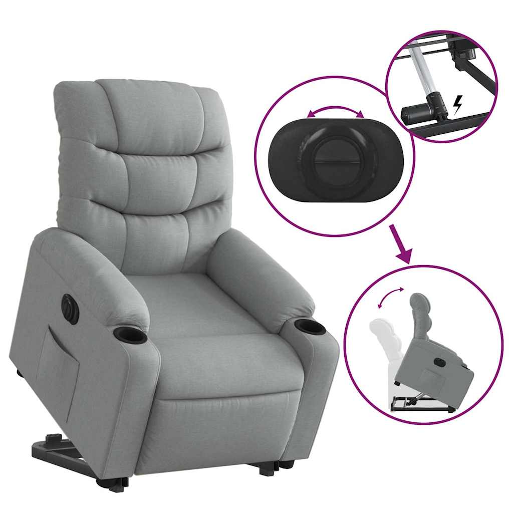 Poltrona Reclinante Alzapersona Elettrica Grigio Chiaro Tessuto | homemem39