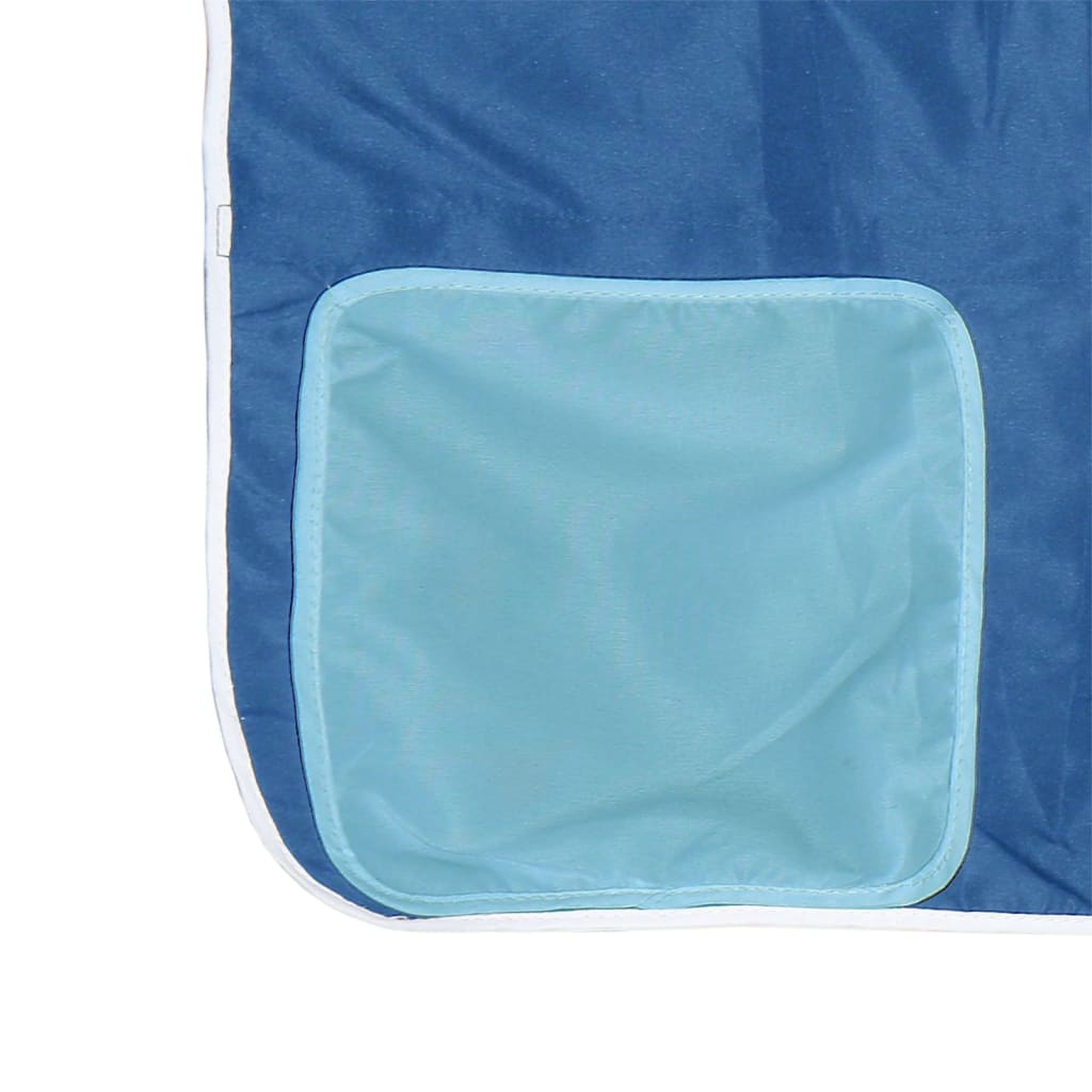 Letto a Soppalco con Tende Bambini Blu 80x200 cm Massello Pino - homemem39