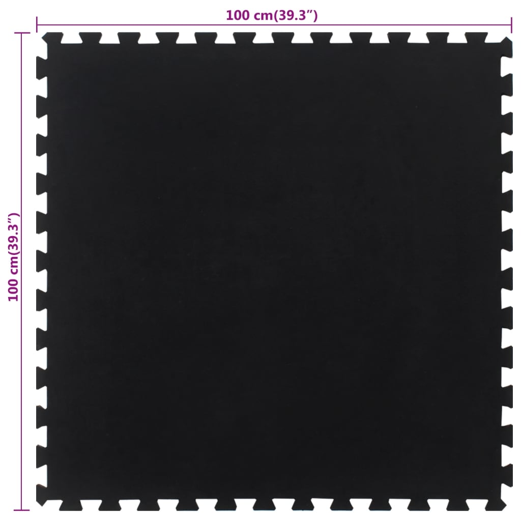 Piastrella per Pavimenti in Gomma Nera 12 mm 100x100 cm | homemem39