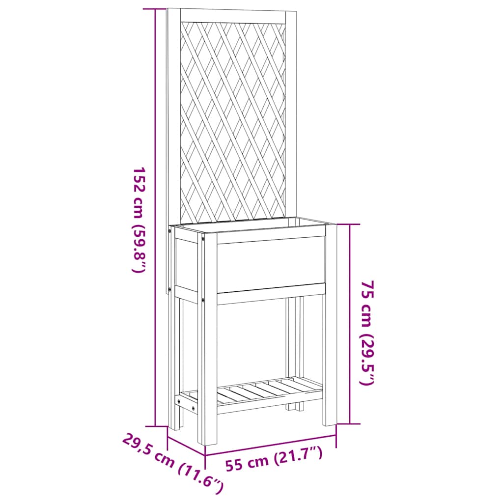 Fioriera con Traliccio e Ripiano 55x29,5x152 cm in Legno Acacia | homemem39