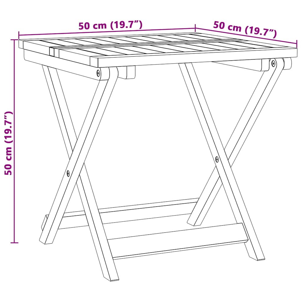 Tavolo da Giardino Pieghevole 50x50x50 cm Legno Massello Acacia | homemem39