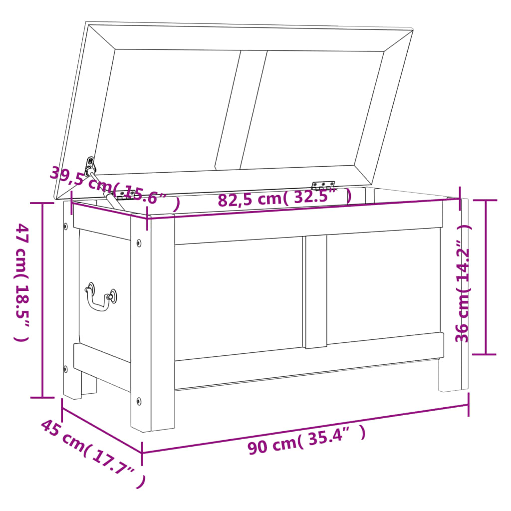 Cassapanca con Coperchio Marrone in Legno Massello di Acacia | homemem39
