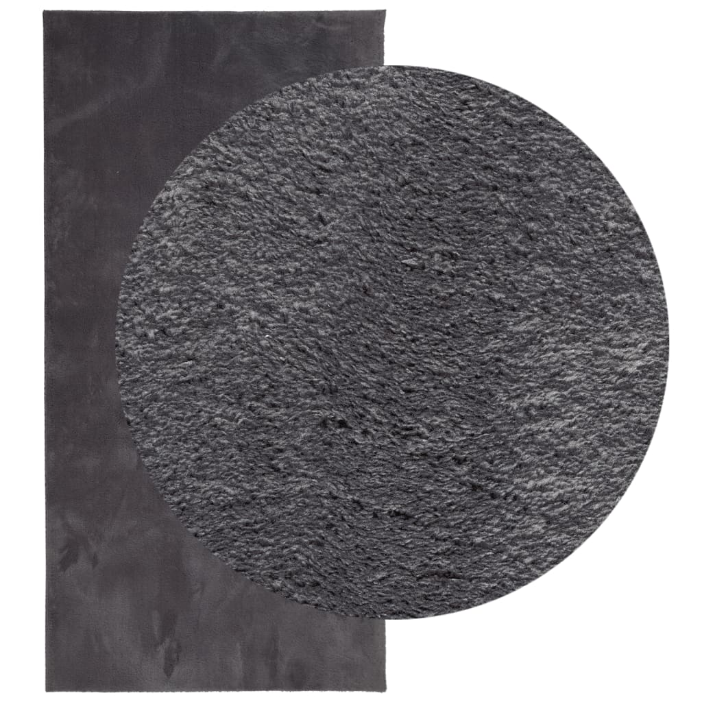 Tappeto Pelo Corto HUARTE Morbido Lavabile Antracite 100x200 cm | homemem39