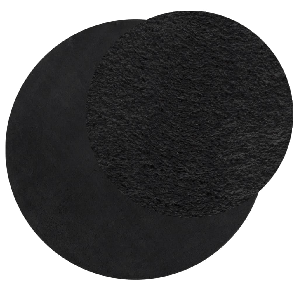 Tappeto a Pelo Corto HUARTE Morbido e Lavabile Nero Ø 100 cm | homemem39