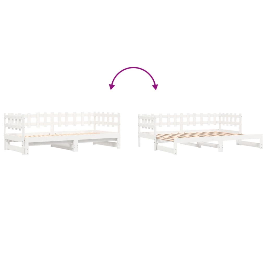 Dormeuse Estraibile Bianca 2x(90x190) cm Legno Massello di Pino | homemem39