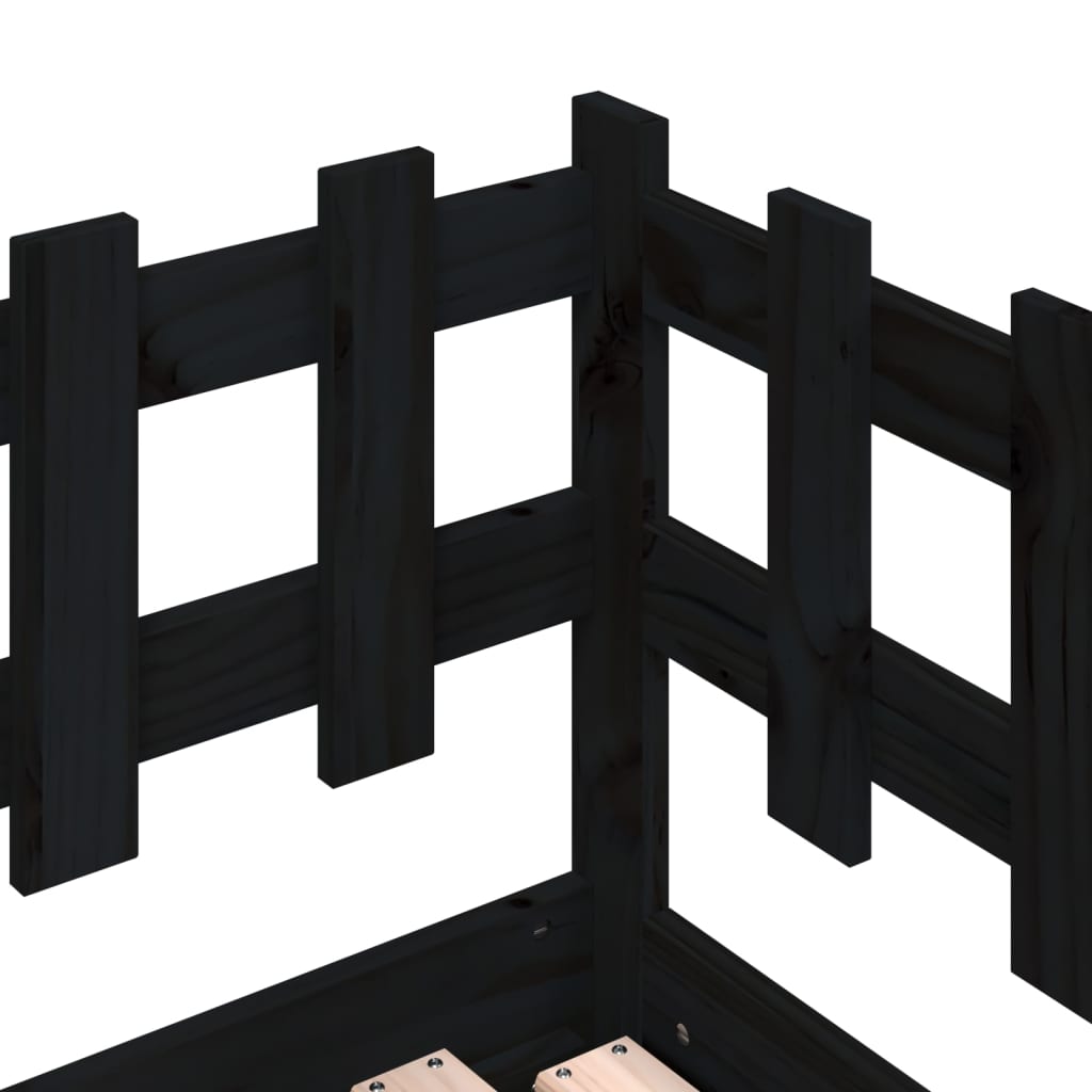 Dormeuse Estraibile Nera 2x(90x190) cm Legno Massello di Pino | homemem39