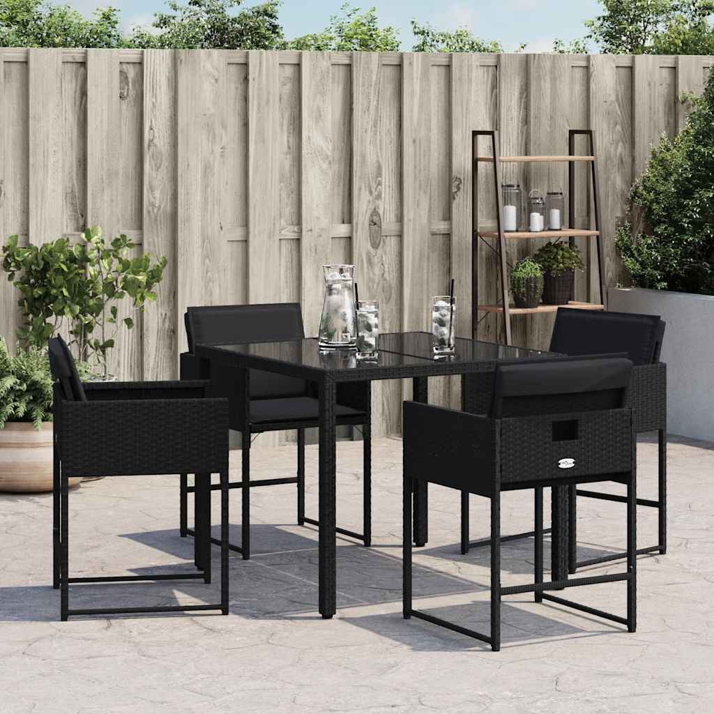 Sedie da Giardino con Cuscini 4 pz Nere in Polyrattan | homemem39