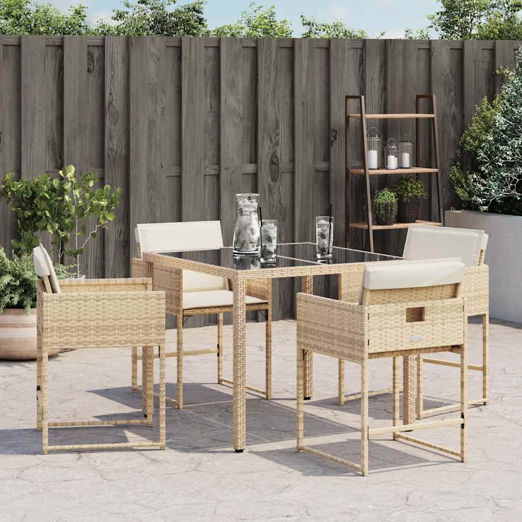 Sedie da Giardino con Cuscini 4 pz Beige in Polyrattan | homemem39
