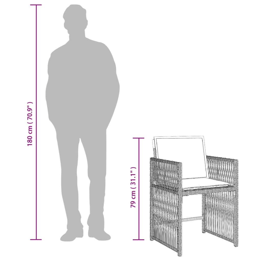 Sedie da Giardino con Cuscini 4 pz Grigio Chiaro in Polyrattan