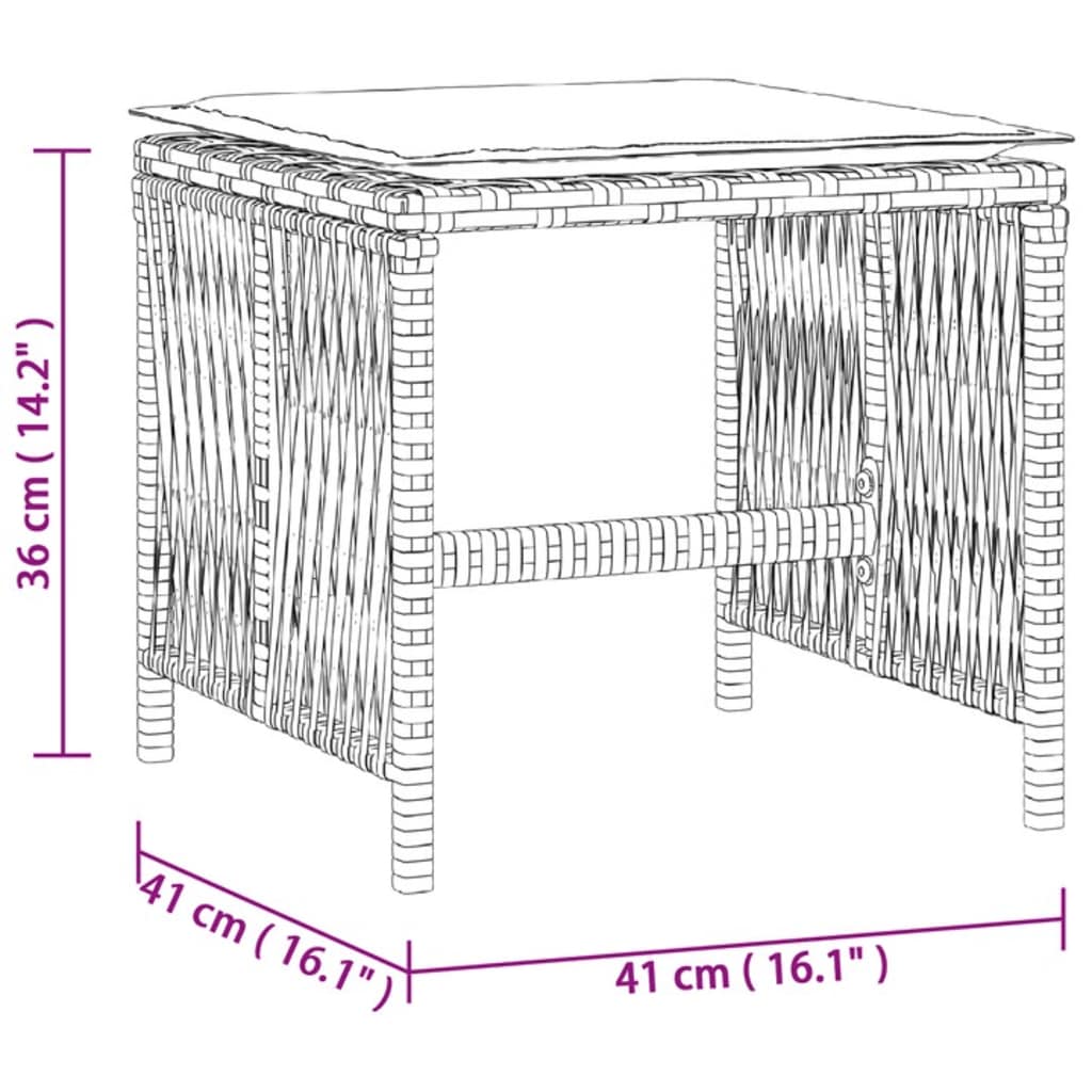 Sgabelli Giardino Cuscini 4pz Beige Misto 41x41x36cm Polyrattan | homemem39