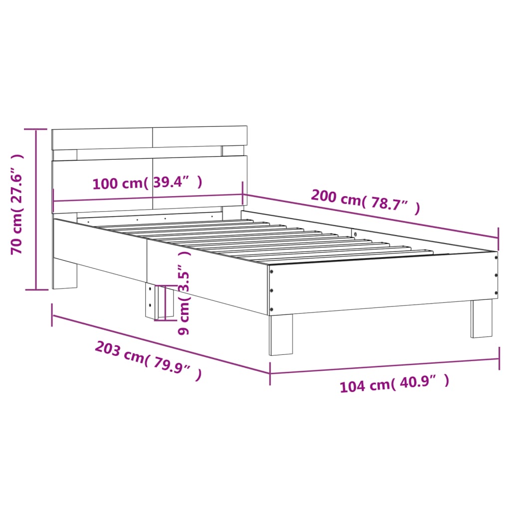 Giroletto con Testiera Bianco 100x200 cm in Legno Multistrato | homemem39