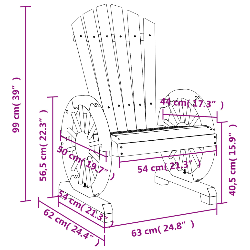 Sedia da Giardino Adirondack in Legno Massello di Abete | homemem39