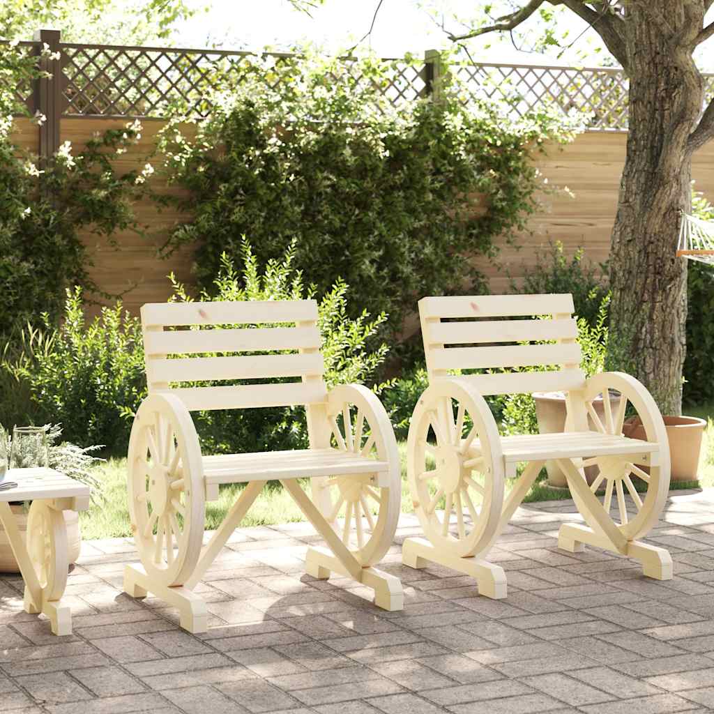 Sedie da Giardino 2 pz 58x58x78,5 cm in Legno Massello di Abete | homemem39