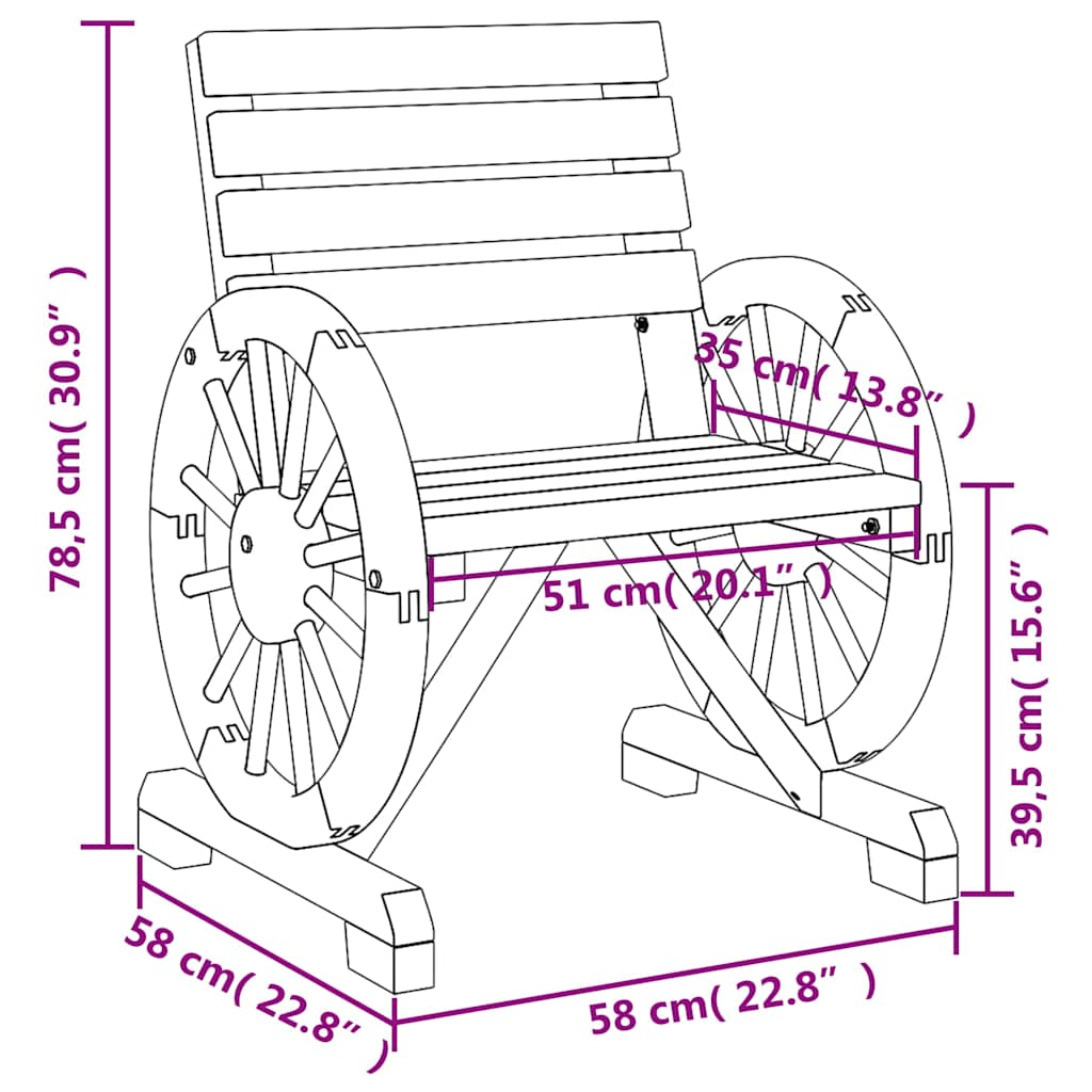 Sedie da Giardino 2 pz 58x58x78,5 cm in Legno Massello di Abete | homemem39