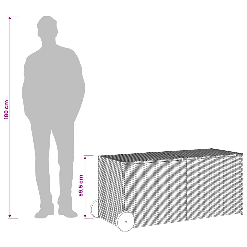 Contenitore da Giardino con Ruote Marrone 283L in Polyrattan | homemem39