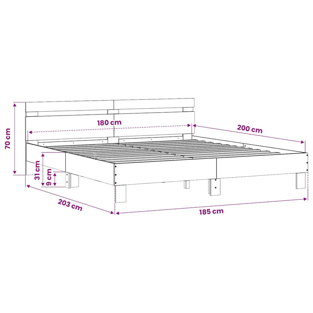 Giroletto Testiera Grigio Sonoma 180x200 cm Legno Multistrato | homemem39