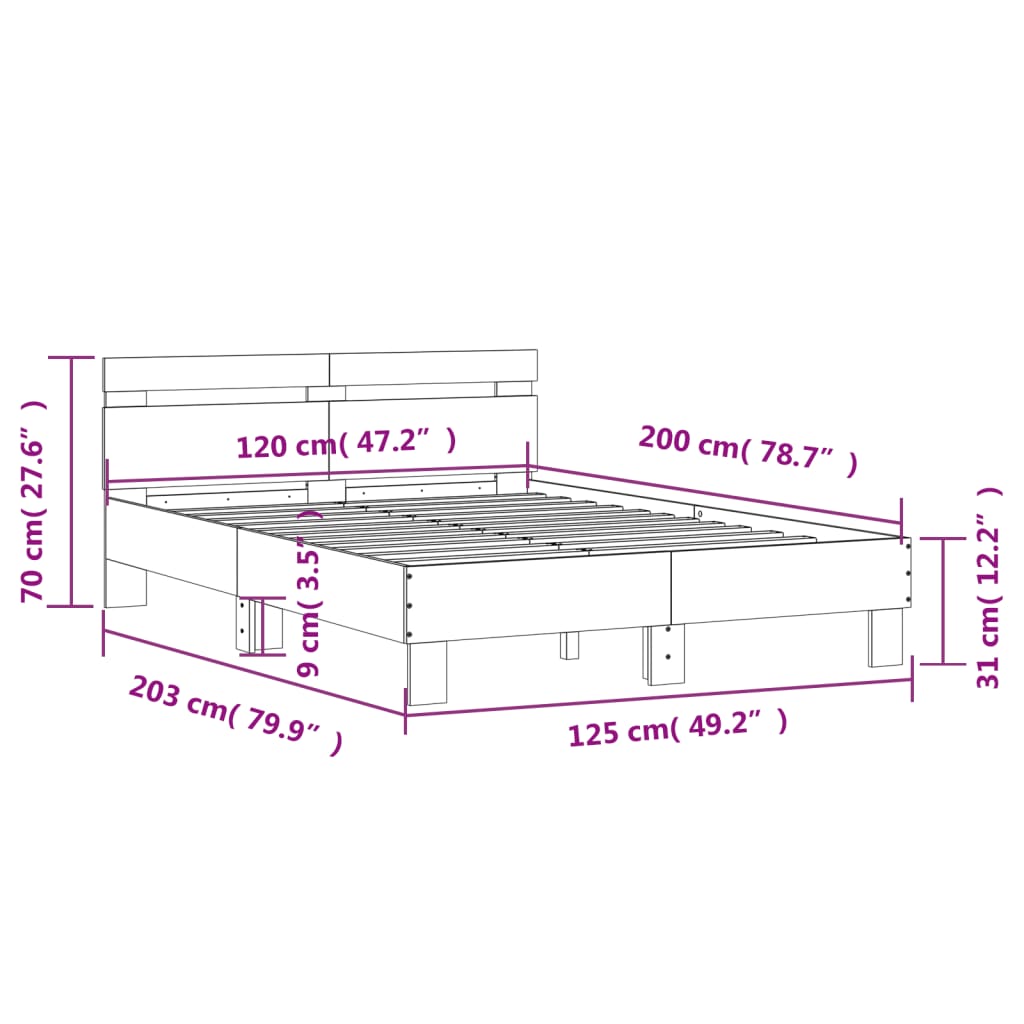 Giroletto con Testiera Bianco 120x200 cm in Legno Multistrato | homemem39